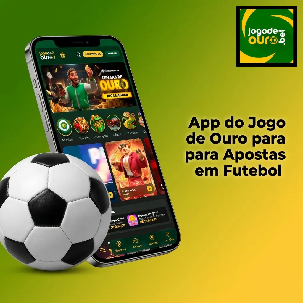 App Jogo de Ouro para apostas em futebol no Android e iOS com odds ao vivo e pagamento via Pix
