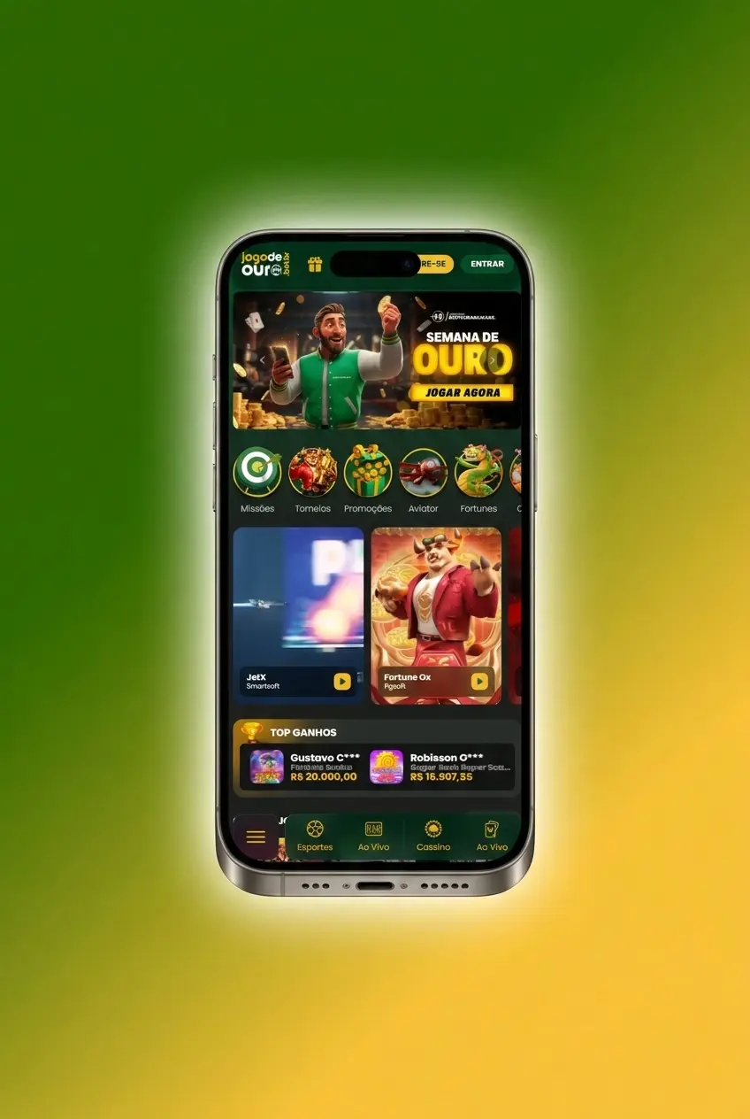 Aplicativo Jogo de Ouro aberto em smartphone mostrando apostas ao vivo em basquete com odds em tempo real