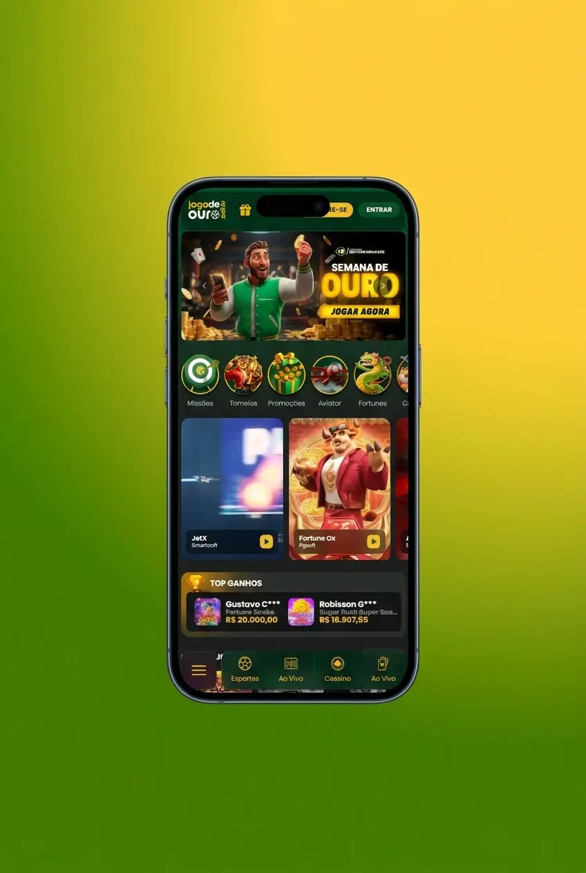 Aplicativo Jogo de Ouro para apostas em MMA no celular com odds ao vivo e depósito via Pix