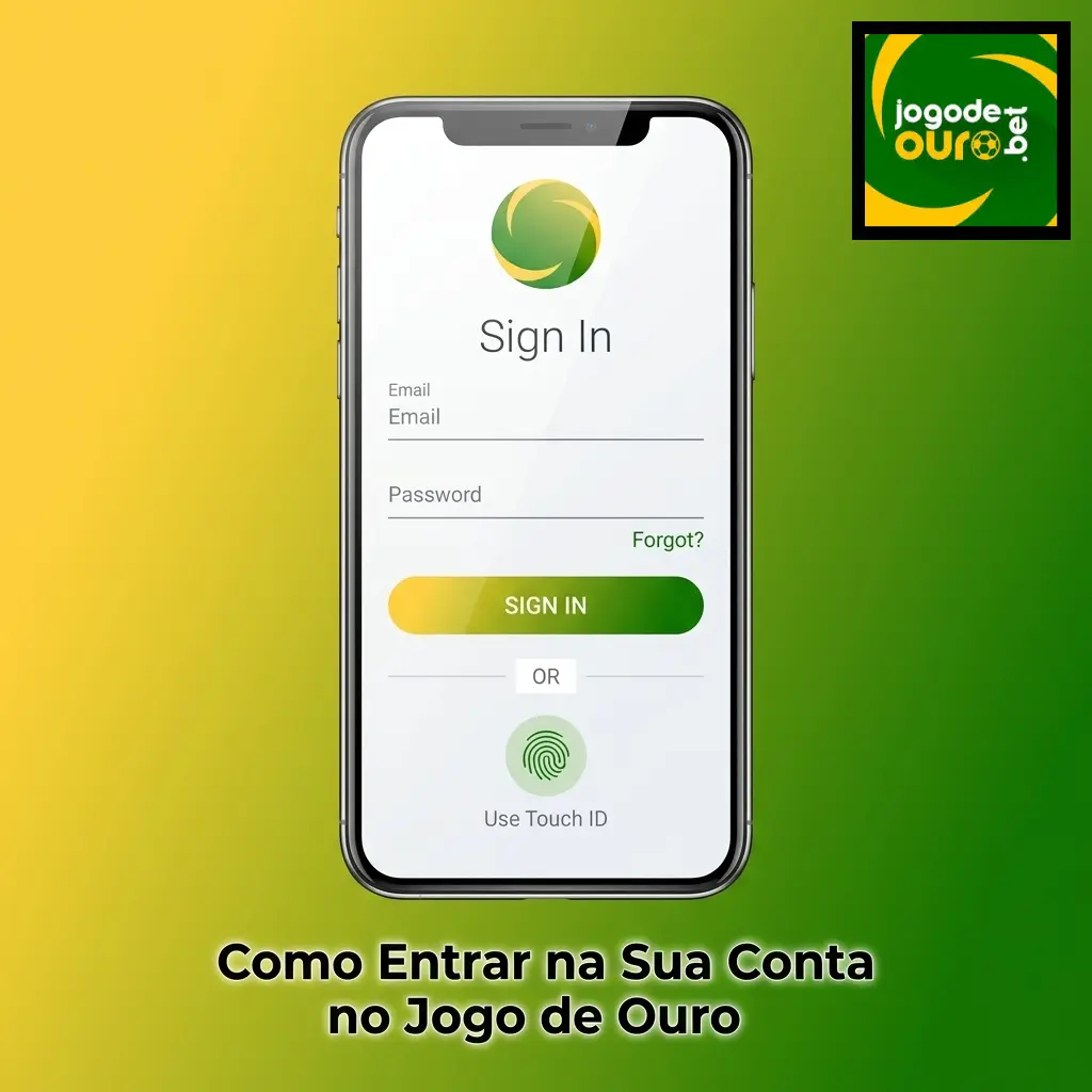 Tela de login do Jogo de Ouro com campos de e-mail, senha e opções de autenticação via Google e Facebook