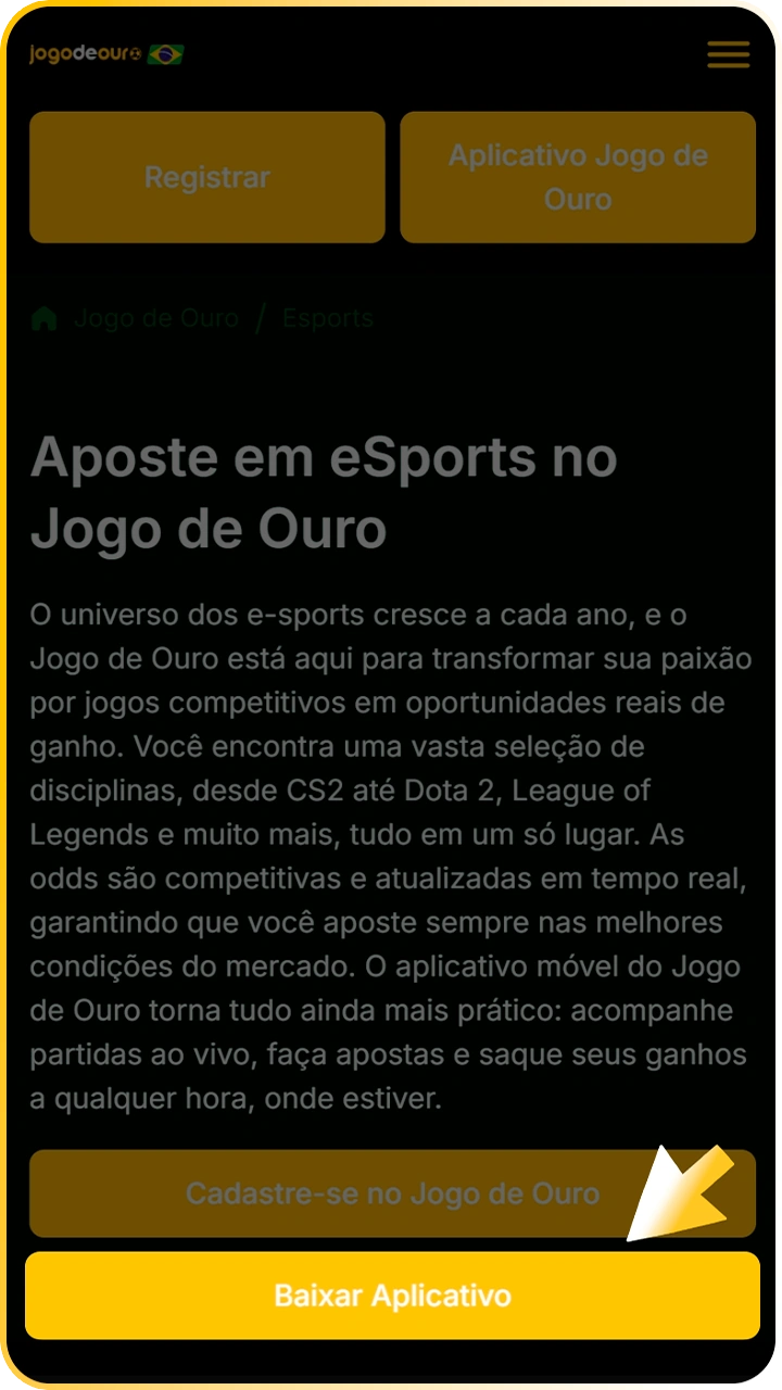 Acesse o Jogo de Ouro pelo seu celular.