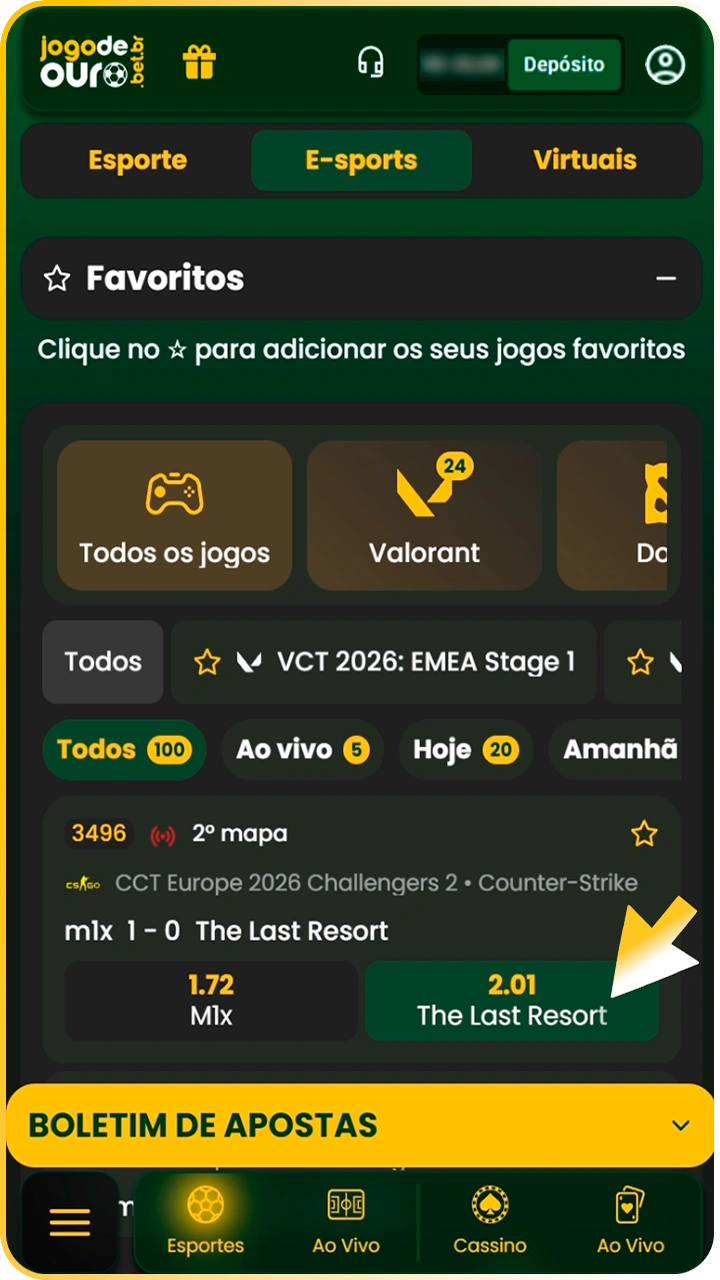 Confirme sua aposta no site Jogo de Ouro.