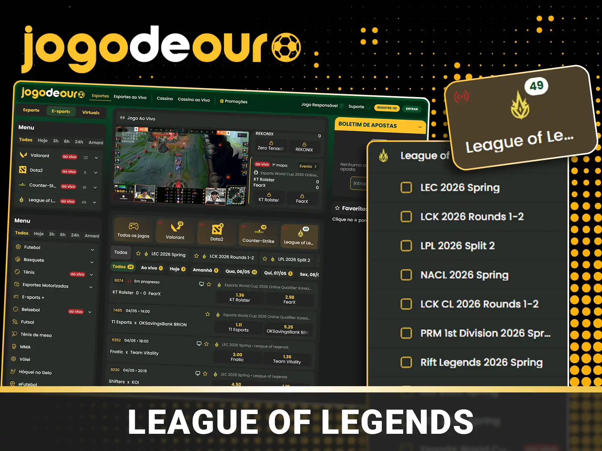 Jogue League of Legends no Jogo de Ouro.