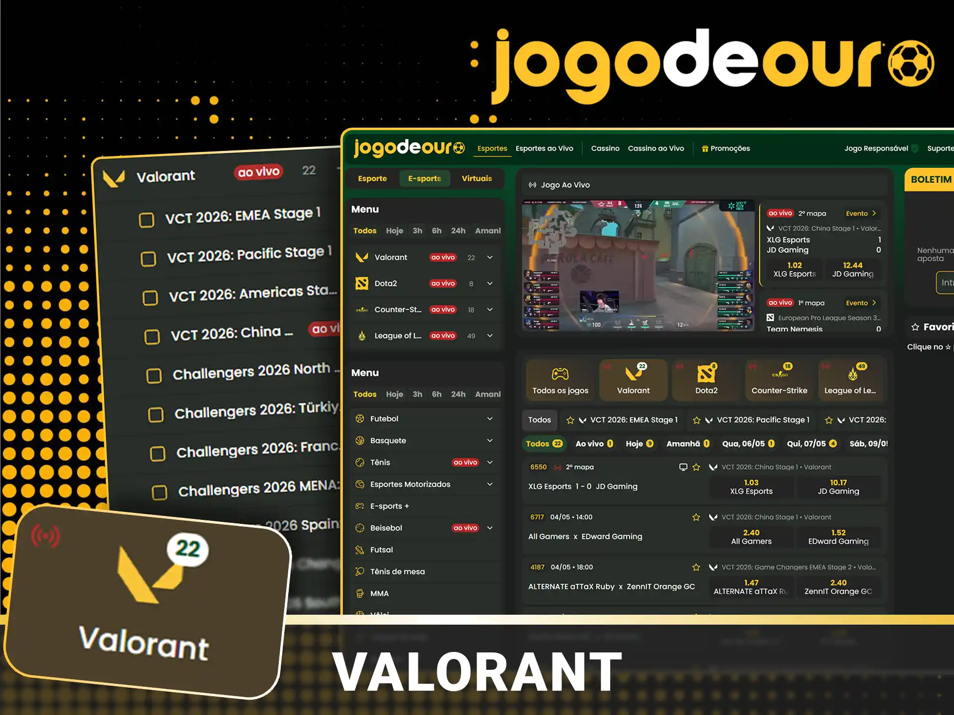 Apostas em Valorant no site Jogo de Ouro.